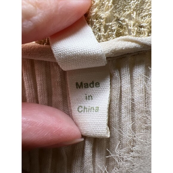 Anthropologie Tiny Ribbed Button Down Sleeveless Top Small Beige Mixed Media - Picture 4 of 9